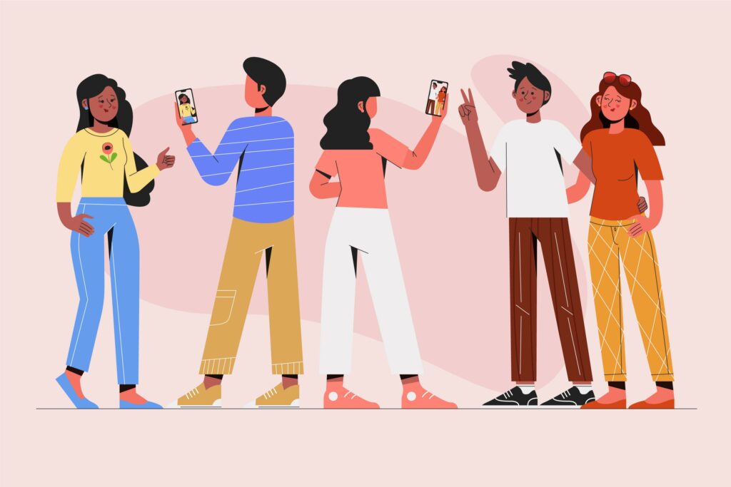 Jeunes de la génération Z sur leur smartphones