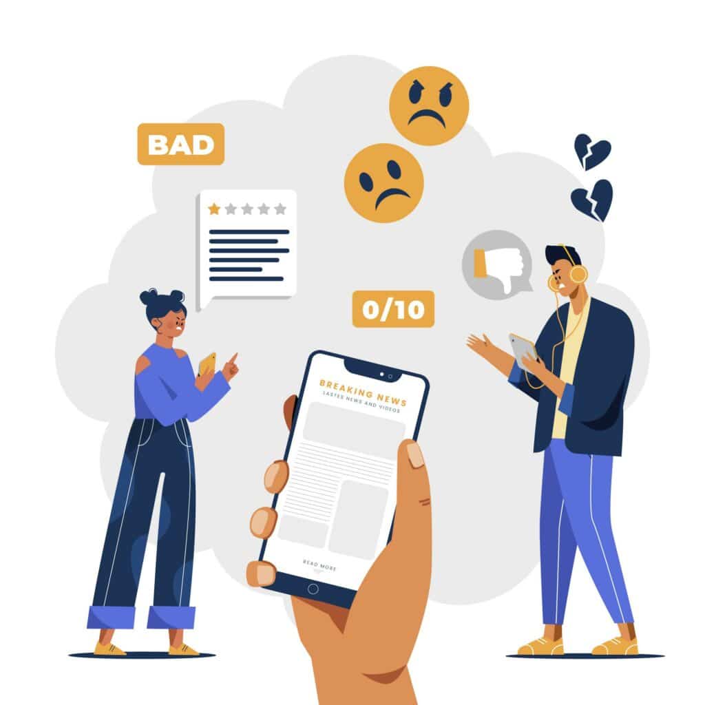 Personnes exprimant leur mécontentement à travers des avis négatifs sur Google suite à une expérience décevante.