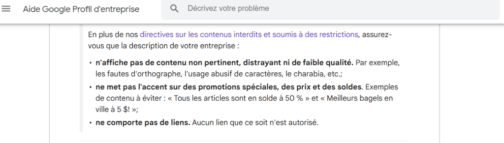Erreurs à éviter pour la description Google Business Profile