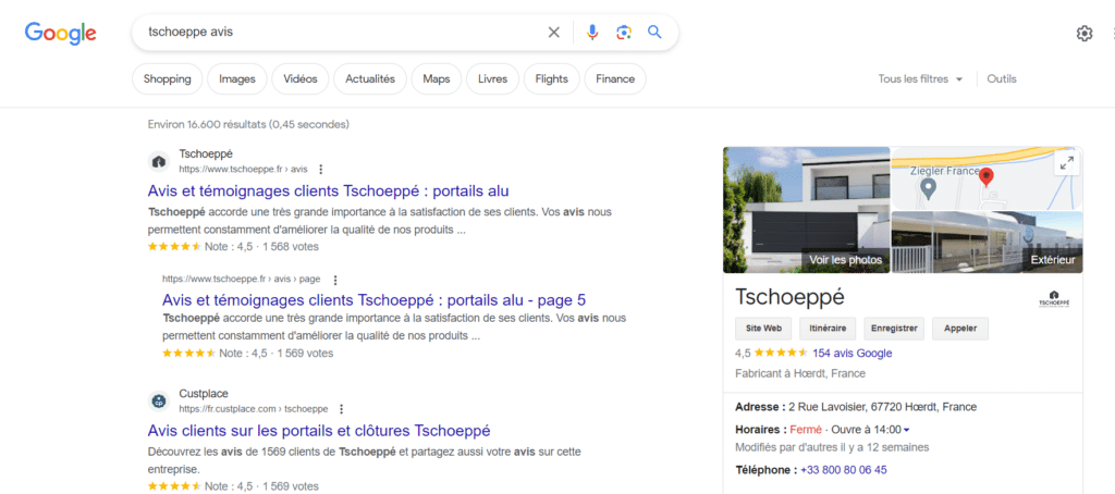Affichage des Etoiles avis google de tschoeppe  