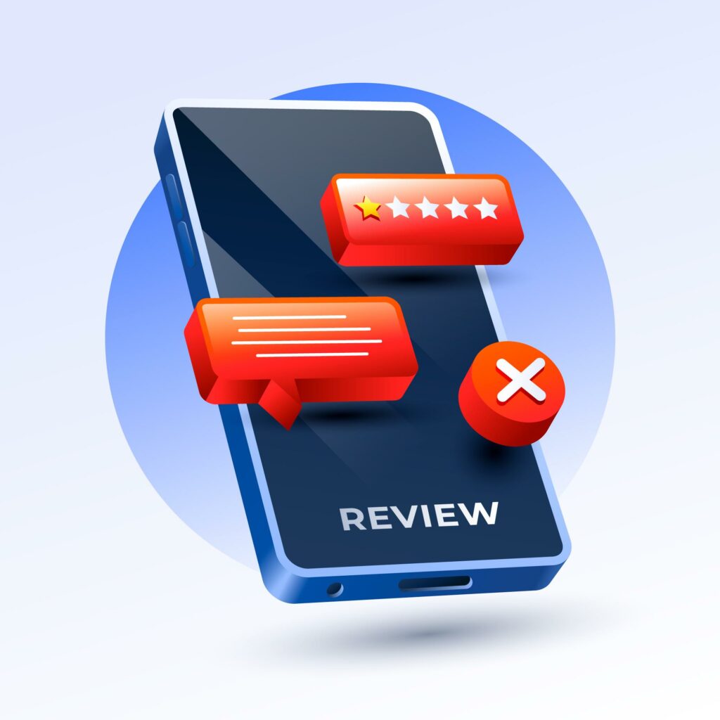 Faux avis affiché sur un téléphone
