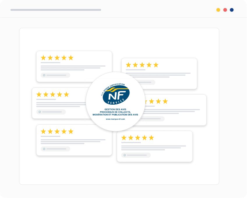 Avis clients certifiés NF Service, affichés avec la mention de modération et de publication encadrée.