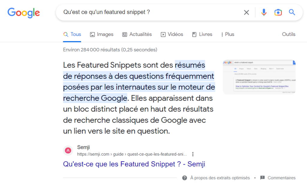 recherche vocale et featured snippet