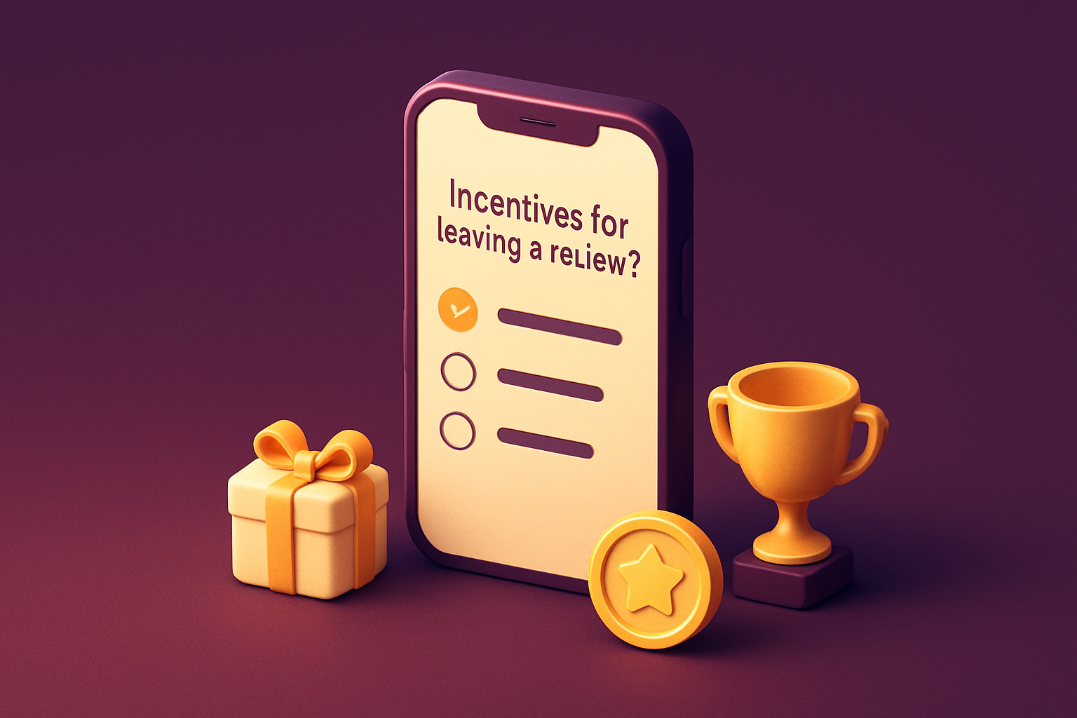 Écran d’application mobile interrogeant l’utilisateur sur des récompenses pour avis