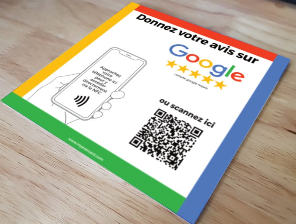 QR code invitant à donner un avis sur Google, facilitant les retours clients grâce à la technologie numérique