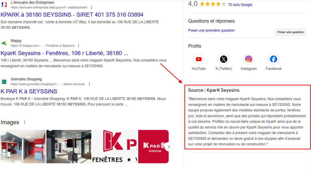 Description Google business profile de KparK