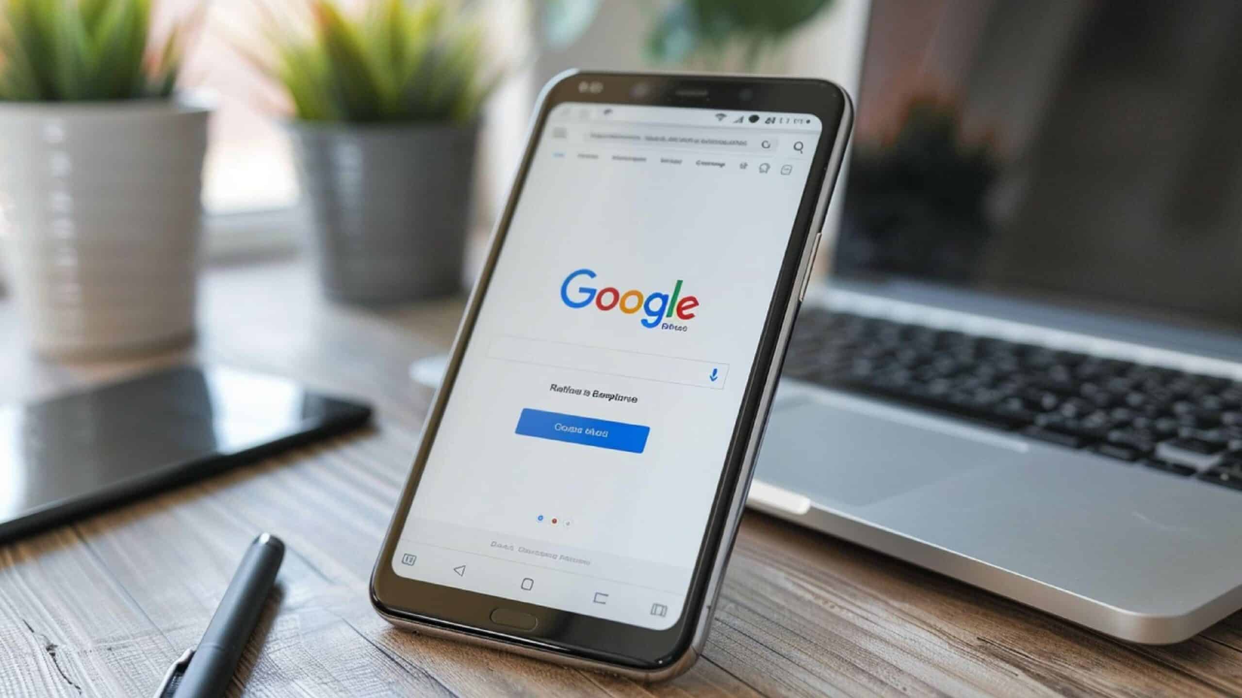 Smartphone affichant Google, illustrant l'importance du mobile pour le SEO et l'index mobile-first.